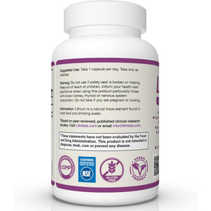 Lithium Aspartate 10Mg | Supports Cognitive Function & Brain Health with Aging | NSF Certified | Promotes Mental Clarity, Healthy Mood & Longevity | Natural Supplement | 100 Capsules