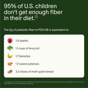 Seed PDS-08 Pediatric Daily Synbiotic - Fiber-Based Prebiotic & Probiotic for Kids - Digestive Health, Regularity, Constipation Relief - Ages 3-17 - Vegan and Shelf-Stable - 30 Sachets (30-Day Supply)