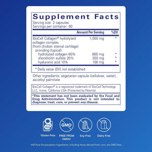 Pure Encapsulations Collagen JS - Skin & Joint Health* - 1,000 Mg Hydrolyzed Biocell Collagen - Gluten Free & Non-Gmo - 120 Capsules