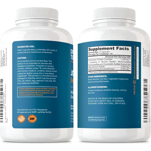 Dr. Tobias Joint Support Supplement with Glucosamine Chondroitin MSM, Supports Connective Tissue, Function & Flexibility, Extra Strength Joint Supplements for Men & Women, 240 Capsules