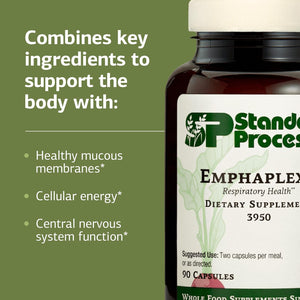 Standard Process Emphaplex - Respiratory System Supplement for Antioxidant Support - for Cellular Energy Support & Nervous System Health - 90 Capsules (45 Servings)