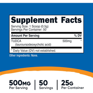 Nutricost Tudca Powder 25 Grams (Tauroursodeoxycholic Acid) - Gluten Free, Non-Gmo
