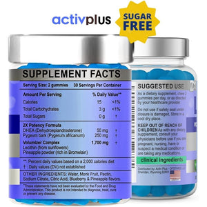 Semen Volume Booster Maximizer 2X Load - Male Fertility - Pineapple & Blueberry Sugar Free 60 Gummies