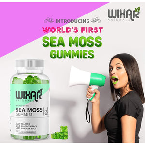 WIXAR NATURALS Sea Moss Gummies - Natural Irish Sea Moss and Bladderwrack with Burdock Gummy - 60 Gummies - Vegan - Healthy Immune, Gut & Overall Wellness Support - Herbal Alkaline Supplements