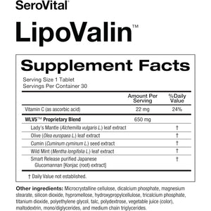 Serovital Lipovalin Clinically Validated Weight Loss Pills for Women Diet Pill, Appetite Suppressant, Stimulant-Free Weight Loss Supplement - 30 Count (30 Tablets)