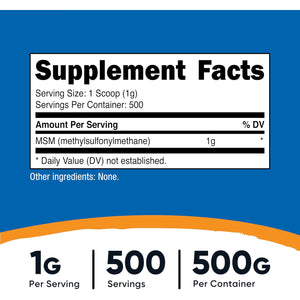 Nutricost Pure MSM Powder 500 Grams (Methylsulfonylmethane)