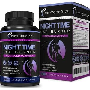 Night Time Fat Burner - Weight Loss Diet Pills with Magnesium Melatonin CLA L-Carnitine That Work at Night, Appetite Suppressant, Carb Blocker, Nighttime Metabolism Booster for Women and Men 60 Caps.