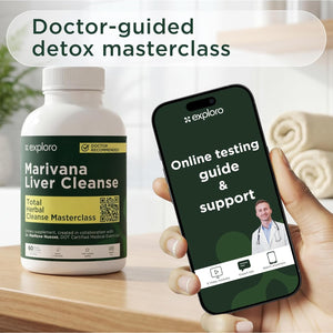 Exploro Liver Cleanser Full Body Detox, Complete Detoxification for Heavy User, Prepare before Your Workplace Test, 60 Capsules with Turmeric, Zinc, Milk Thistle, Dandelion Root