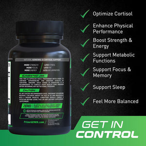Primegenix Cortisync Reduce Cortisol, Increase Energy, and Improve Focus with Sensoril Ashwagandha - 60 Capsules