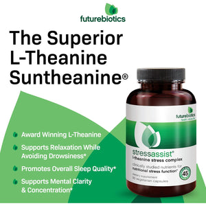 Futurebiotics Stressassist L-Theanine Ashwagandha and Rhodiola Rosea Stress Complex - Natural Nutritional Stress Function, 90 Vegetarian Capsules