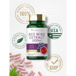 Carlyle Red Wine Extract Capsules | 120 Count | Non-Gmo and Gluten Free Supplement