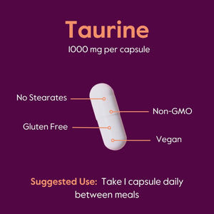 BESTVITE Taurine 1000Mg (120 Vegetarian Capsules) - No Stearates - No Fillers - No Flow Agents - Vegan - Non GMO - Gluten Free