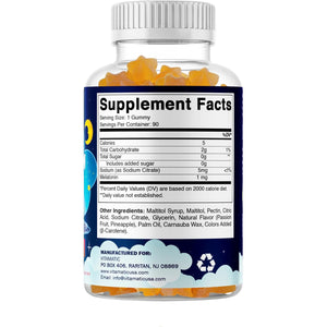 Vitamatic Sugar Free Kids Melatonin 1Mg, 90 Gummies, Pineapple & Passionfruit Flavored Gummies, 90 Days Supply