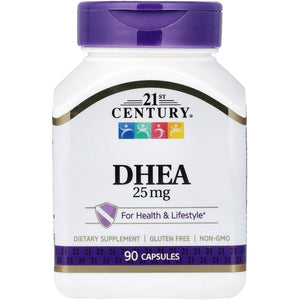 21St Century DHEA 25 Mg Capsules (90 Count), Hormone Balance Dietary Supplements, DHEA Supplement for Women & Men Gluten-Free, Non-Gmo, No Added Preservatives or Artificial Flavors