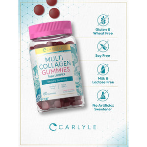 Carlyle Collagen Peptides Gummies | 60 Count | Multi Collagen Complex | Beauty Formula Supplement | Mixed Berry Flavor | Non-Gmo, Gluten Free