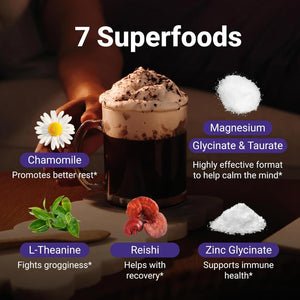 Moonbrew Magnesium Hot Cocoa Sleep Aid - Melatonin-Free Nighttime Drink Mix with Zinc Glycinate & Taurate - Sugar-Free Sleepy Hot Chocolate for Relaxation, Stress & Deep Rest - 25 Servings