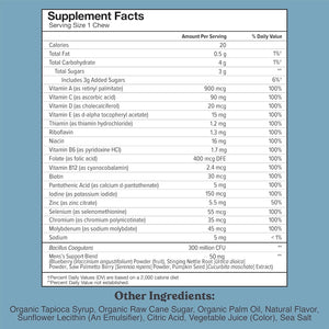 CHEWSY - Men'S Multivitamin Chews - Immune and Energy Support, Vitamin A, B12, C, D3, E, Folic Acid, Probiotics, Zinc - 30-Day Supply