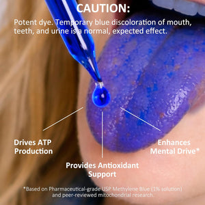 Bluesun Methylene Blue Drops 1% Pharmaceutical Grade - Made in USA, Formaldehyde-Free, Third-Party Tested, USP Purity 99.99%, Gmo-Free, Alcohol-Free - 2 FL OZ (60Ml) in Amber Glass, 10Mg/Ml
