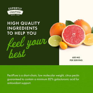 Swanson Pectipure Modified Citrus Pectin Cellular and Digestive Health Supplement for Wellness-Conscious Adults - 82% Galacturonic Acid (60 Capsules, 600 Mg Each)