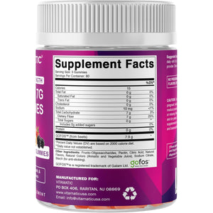 Vitamatic Prebiotic Fiber Gummies for Adults, 7G Extra Strength, Zero Sugar Added, 240 Pectin Based Gummies, Digestive Health & Regularity Support