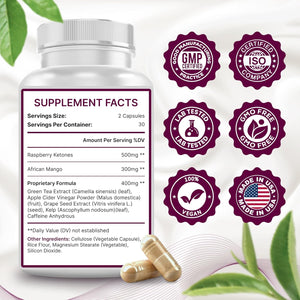 Fat Burner for Women with Raspberry Ketones, Green Tea & African Mango – Best Diet Pills That Work Fast for Women, All-Natural Weight Loss Supplements Supports Metabolism & Belly Fat Burn, 60 Capsules