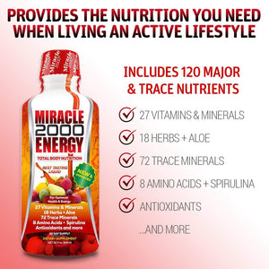 Century Systems - Miracle 2000, Complete Liquid Multivitamin and Mineral Supplement with Amino Acids and Antioxidants, 32 Ounces