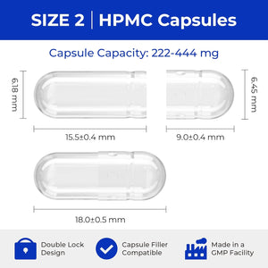 Empty Vegan Capsules Size 2 - Empty (100 Count) DIY Filling - Veggie Capsules with 2 Micro Lab Spoons for Filling