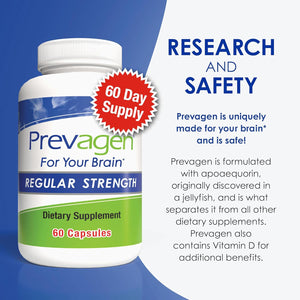 Prevagen Regular Strength - 60 Capsules (2 Month Supply) | Formulated for Your Brain | 10Mg of Apoaequorin plus Vitamin D3