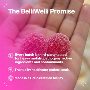 Belli Welli Fiber 4-In-1 Fiber Gummies Supplement with Added Probiotics, Collagen and Electrolytes for Regularity and Bloat Relief, Watermelon, 120 Count