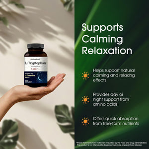 Naturebell L-Tryptophan Complex - 300 Capsules - Triple Strength 1,300Mg L-Tryptophan with 200Mg Free-Form L-Theanine - Calming Support Formula for Relaxation & Wellness*