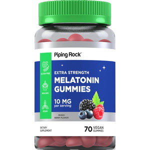 Piping Rock Melatonin Gummies 10Mg | 70 Count | Berry Flavor Supplement | Vegan, Non-Gmo, Gluten Free