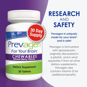 Prevagen Regular Strength Mixed Berry Chewables - 60 Tablets (2 Month Supply) | Formulated for Your Brain | 10Mg of Apoaequorin plus Vitamin D3 with 7-Day Pill Minder
