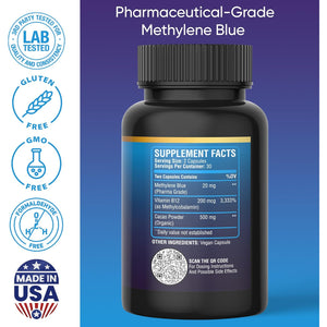 BETTER LIFE LAB Methylene Blue Capsules 60 Count - Pharmaceutical Grade USP for Brain Energy and Cellular Health - Mental Clarity Support Supplement