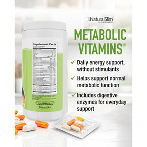 Naturalslim Metabolic Vitamins, Multivitamin for Women & Men, Supports Energy, Metabolism & Nutrient Absorption with Digestive Enzymes, Womens Multivitamin with B-Complex & Niacin 1 Pack