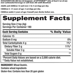 Kirkland Signature OPTIFIBER, Powder, Sugar Free Favor Free Gluten Free Non Thickening, NET WT. 760G/26.8 Oz (1.6 Lbs) (190 Servings)