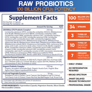 Wholesome Wellness Organic Raw Probiotics 100 Billion CFU, Dr Formulated for Women and Men, Complete Adult Supplement with Prebiotics and Digestive Enzymes; 30 Capsules, Shelf Stable