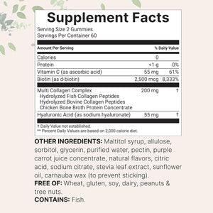 Micro Ingredients Multi Collagen Peptides, 120 Collagen Gummies | Type I,II,III,V,X Protein with Biotin, Hyaluronic Acid, & Vitamin C Complex | Pomegranate & Berry Flavored | Sugar Free, Non-Gmo