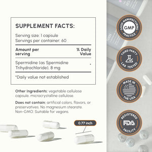 Partiqlar Spermidine Supplement 8Mg - High Purity Wheat Germ Extract for Autophagy & Cellular Renewal - Advanced Anti-Aging & Longevity Support - 60 Veggie Capsules