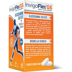 INVIGOFLEX® GS - Glucosamine Sulfate (Shellfish Free, Sodium Free & Vegetarian Safe) Non GMO, Gluten Free - with Boswellia Serrata - Knees, Hands, Back, and Hip Premium Joint Supplement