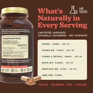 MK Supplements Grass Fed Beef Liver Supplement, Supports Energy Production, Detoxification, Digestion, Immunity and Full Body Wellness, Non-Gmo, Freeze Dried, 30 Servings (3,000 Mg Each)