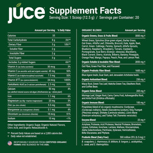 Terra Kai Organics JUCE Green Superfood Powder, Organic Fruits and Veggies Supplement W/ 77 Superfoods plus Prebiotic Probiotic Blend, Harvest Apple Flavor - 20 Servings (250 G)
