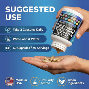 Clean Nutraceuticals Sea Moss Black Seed Oil Ashwagandha Turmeric Bladderwrack Burdock & Vitamin C Vitamin D3 with Elderberry Manuka Dandelion Yellow Dock Iodine Chlorophyll ACV