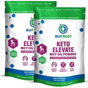 Biotrust Keto Elevate - C8 MCT Oil Powder - Ketogenic MCT Coffee Creamer, Keto Coffee Creamer - Clean Energy, Mental Focus & Clarity - 100% Caprylic Acid MCT Powder, Non-Gmo (Unflavored, 40 Servings)
