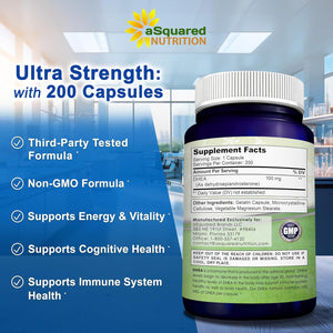 DHEA 100Mg Supplement – 200 Capsules – High Potency Dehydroepiandrosterone for Men and Women – Max Strength Pills for Brain Health, Energy, and Immune Function – Formulated in USA, Third-Party Tested