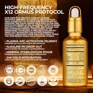 X12 Ormus Monoatomic Gold - Liquid Trace Mineral Blend with 24K Gold – Made by Real Alchemists - Dead Sea & Himalayan Salt - 4 Fl Oz