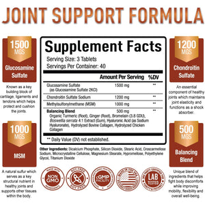 Purely Optimal Glucosamine Chondroitin MSM Supplement W/Turmeric & Boswellia - Glucosamine Sulfate Joint Supplement for Men & Women - 120 Tablets