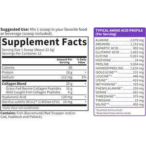 Garden of Life Marine & Grass-Fed Collagen Peptides Powder Supplement (Type I, III) with Probiotics, Bcaas & Hyaluronic Acid for Radiant Hair, Skin & Nails – Unflavored, 20G per Serving, 12 Servings