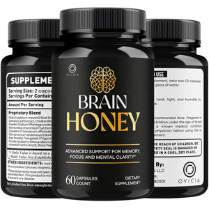 Brain Honey Capsules - Official Brainhoney Advanced Support Formula All Natural Ingredients Daily Premium Pills Vitamins for Brain Health and General Wellness, 60 Capsules for 1 Month