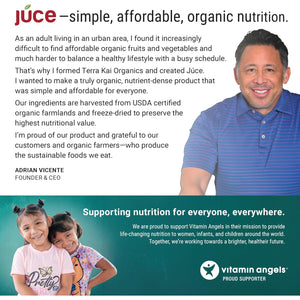 Terra Kai Organics JUCE Green Superfood Powder, Organic Fruits and Veggies Supplement W/ 77 Superfoods plus Prebiotic Probiotic Blend, Harvest Apple Flavor - 20 Servings (250 G)