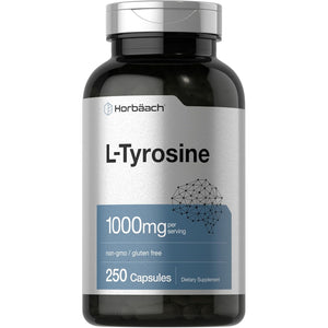 Horbäach L-Tyrosine 1000Mg | 250 Capsules | Amino Acid Supplement | Non-Gmo & Gluten Free